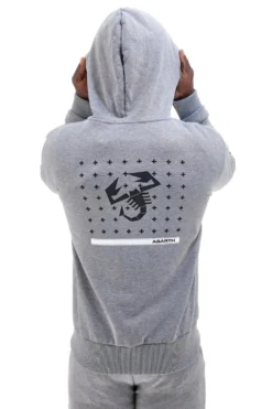 Abarth AH024ZP grauer Kapuzenpullover aus Baumwollmischung mit Reißverschluss