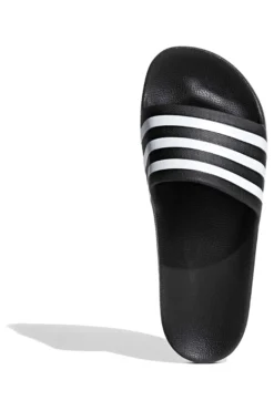 Adidas Adilette Aqua Schwarze Pantoletten mit weißen Bändern