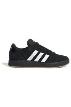 Adidas Grand Court Base 00er Retro-Sneaker in Schwarz mit weißen Streifen