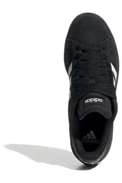 Adidas Grand Court Base 00er Retro-Sneaker in Schwarz mit weißen Streifen