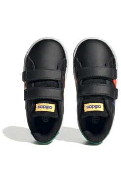 Adidas Grand Court 2 CF I schwarze Schuhe mit mehrfarbigen Details und Klettverschluss