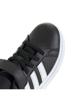 Adidas Grand Court 2 EL C schwarze Schuhe mit weißen Streifen und Klettverschluss
