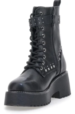 Anfibi Neri Flatform con Borchie e Cinturino Me&Me RQ24W16B
