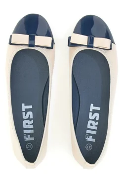 Ballerine beige e blu con fiocco The First IDE6292