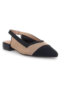 Ballerine beige e nere in tessuto con soletta morbida The First PRESZ11