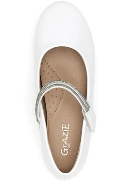 Ballerine Bianche con Cinturino con Brillantini a Strappo GRAZIE GIRL 39G2512S