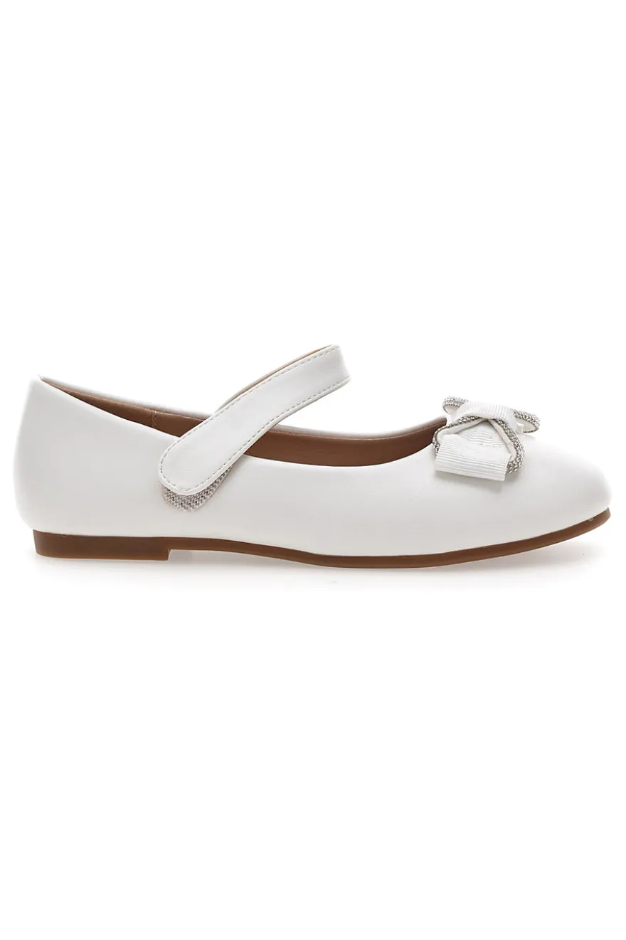 Ballerine bianche con fiocco frontale Grazie girl 392612S