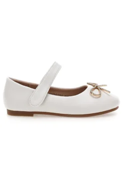 Ballerine bianche con fiocco dorato Grazie girl 392613S