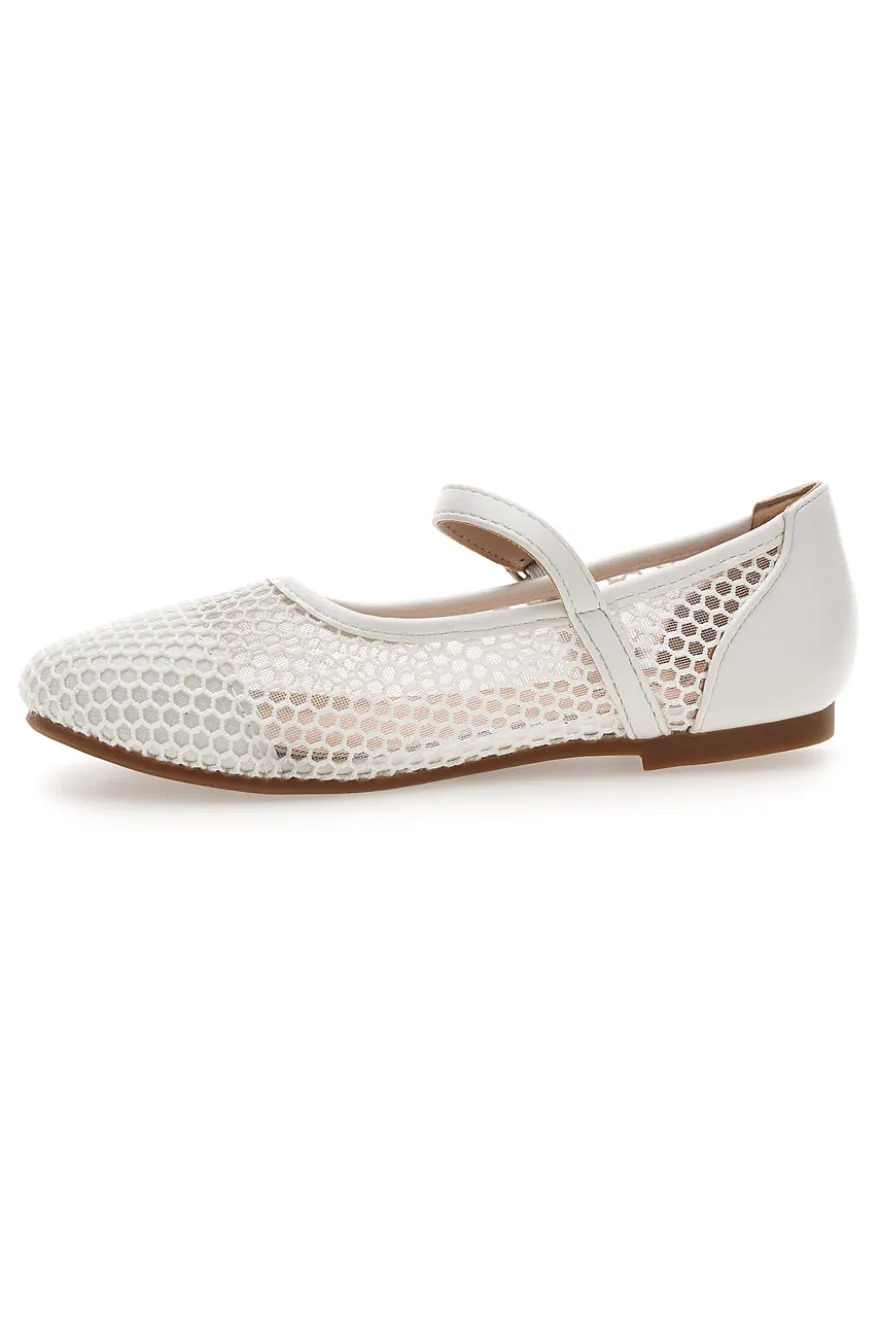 Ballerine bianche traforate con cinturino incrociato Grazie girl 392611S