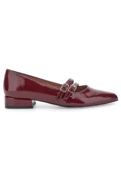 Ballerine bordeaux con punta sfilata e doppia fibbia Pittarello glam 3664