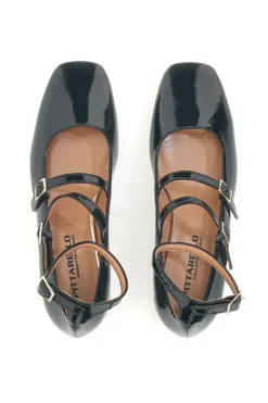 Ballerine Mary Jane Nere Con Tacco Basso Pittarello C156
