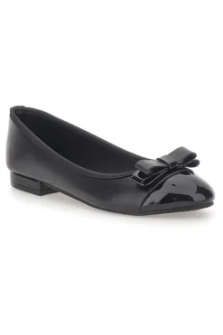 Ballerine Nere con Punta Effetto Vernice e Fiocco Decorativo THE FIRST IDE6292