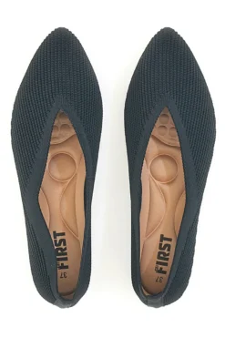 Ballerine nere in tessuto con soletta morbida The First PREA614