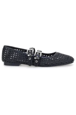 Ballerine nere intrecciate con fibbie The First IDE12 da Donna