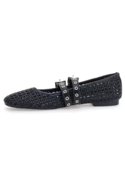 Ballerine nere intrecciate con fibbie The First IDE12 da Donna