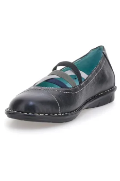 Ballerine nere in vera pelle con fasce elastiche Prima riga 19496FRUIT