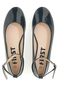 Ballerine nere vernice con cinturino alla caviglia The First IDE1075 da Donna