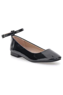 Ballerine nere vernice con cinturino alla caviglia The First IDE1075 da Donna