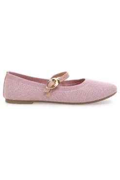 Ballerine rosa in tessuto traforato con cinturino The First PRESZ41