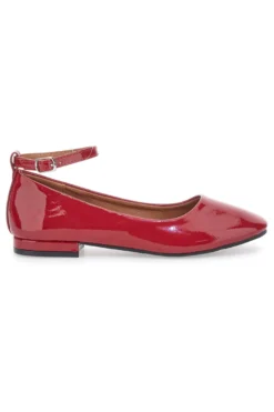 Ballerine Rosse Effetto Vernice con Cinturino e Tacco Comodo THE FIRST IDE1075
