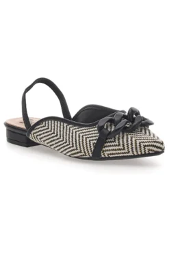 Ballerine slingback nere con fiocco e punta a contrasto Me & Me D729H1