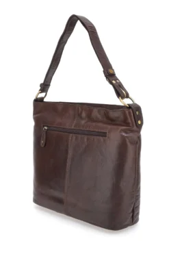 Basile BA3665TI Cognacbraune Handtasche aus echtem Leder mit Reißverschluss