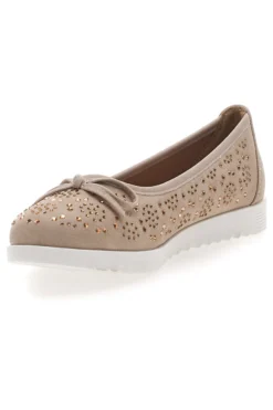 Beige Ballerinas mit Glitter und dekorativer Schleife MIO TEMPO MINA362