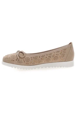 Beige Ballerinas mit Glitter und dekorativer Schleife MIO TEMPO MINA362