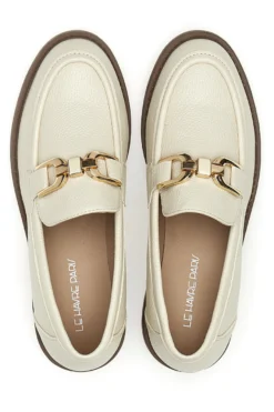 Beige Damen-Loafer mit goldenem Bit Le Havre Paris 1133