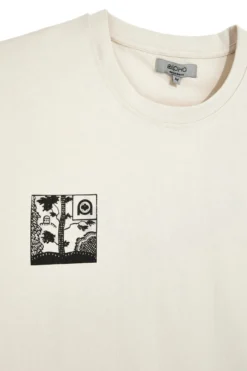 Beigefarbenes Baumwoll-T-Shirt mit Boardman Alpha Grafikdruck pt-m-t-9065