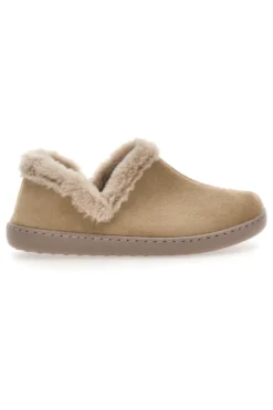 Beige Hausschuhe mit Pelzbesatz und warmer Innenseite Gaia Mania GG463