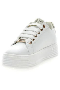 Beige Sneakers mit goldenen Glitzerdetails und Reißverschluss Mariella Burani 51031