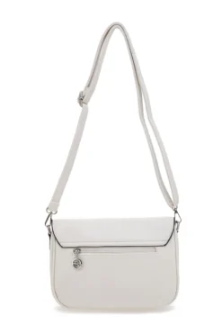 Beige Umhängetasche mit Überschlag und Magnetverschluss Emma spagnesi PU1096