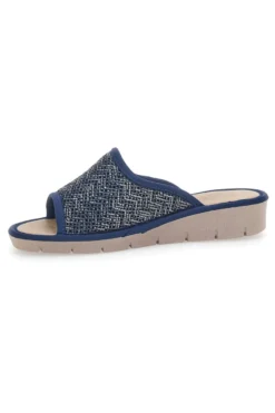 Blaue Hausschuhe mit offener Spitze, komfortable Linie 7552P