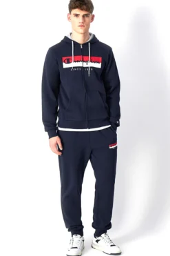 Blaues Sweatshirt mit Reißverschluss CHAMPION HOODED FULL ZIP