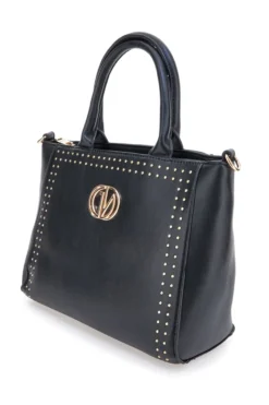 Borsa a mano nera con borchie e tracolla Guido Vietri K30,374,B016