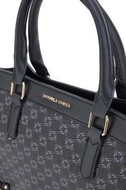 Borsa a Mano Nera Con Tracolla Rimovibile DOUBLE CHECK 18239-2