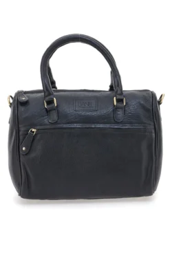 Borsa a mano nera in vera pelle artigianale con tracolla Basile BA3674DX