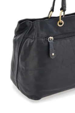 Borsa a mano nera in vera pelle con zip posteriore Basile BA3672DX
