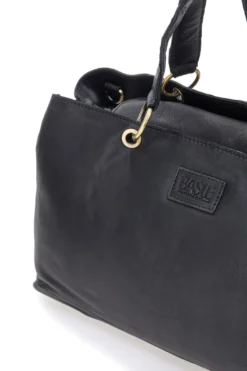 Borsa a mano nera in vera pelle con zip posteriore Basile BA3672DX