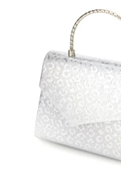 Borsa argento con texture animalier e tracolla a catena Nbg SERA/3488