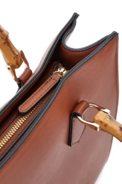 Borsa a Spalla Cuoio con dettagli Dorati Double Check 18247-3