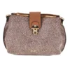 Borsa a Tracolla Marrone con Fantasia Micro e Chiusura a Scatto Dorata Basile BA1280TAP