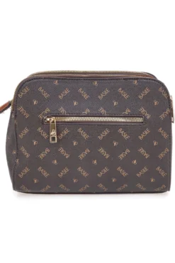 Borsa a tracolla marrone con stampa logata Basile Class BA1274LOG