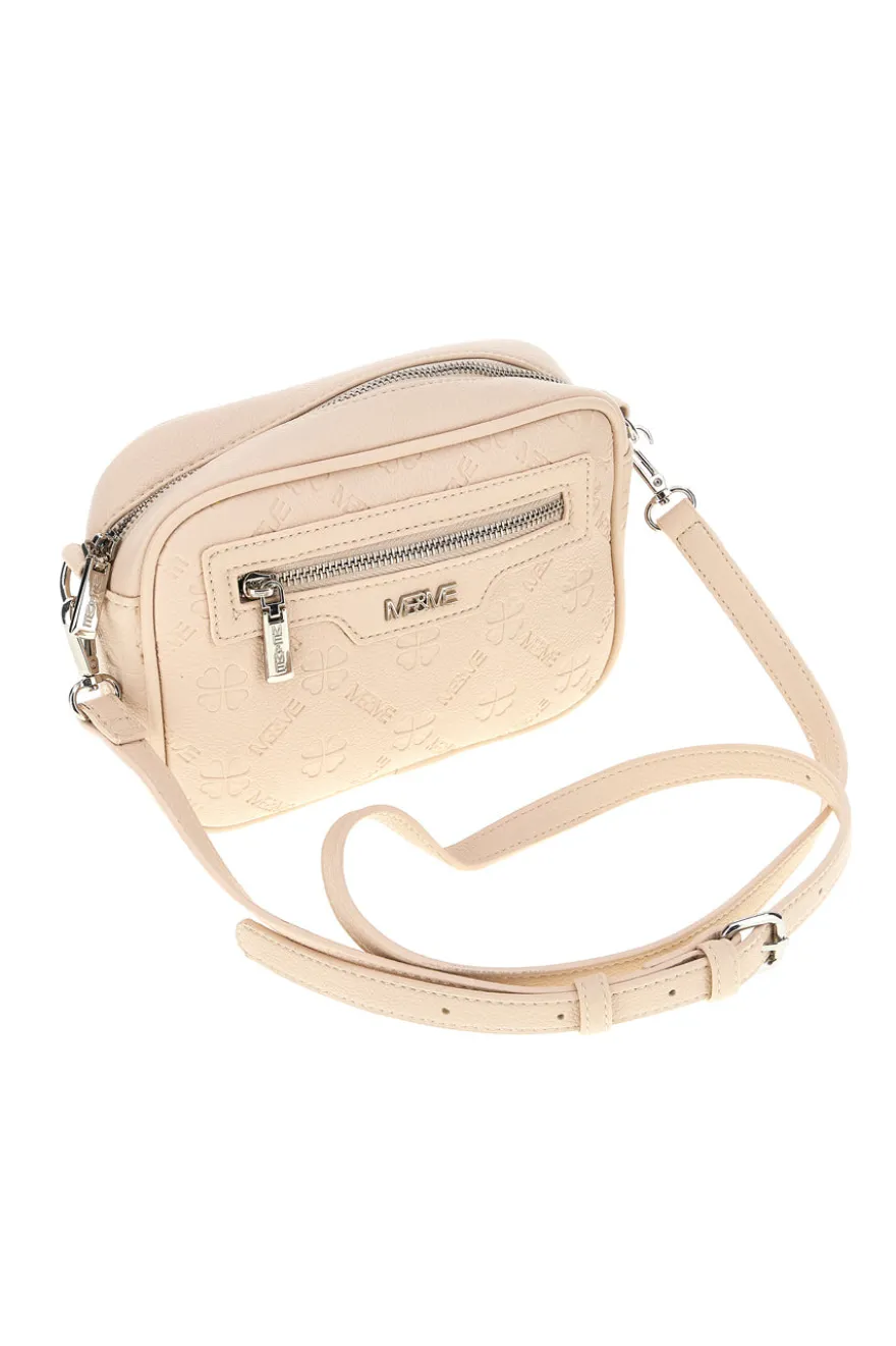 Borsa beige a tracolla con zip Me & me 20447