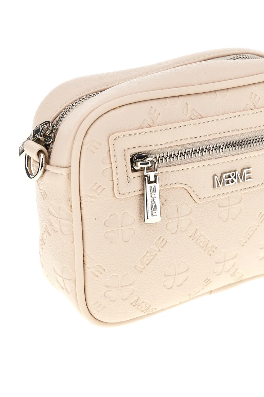 Borsa beige a tracolla con zip Me & me 20447