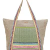 Borsa beige con inserti colorati e manici multicolor Basile BA22101