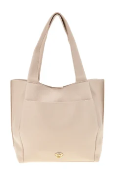 Borsa beige con patta e manici Prima riga BAGPITT002-B