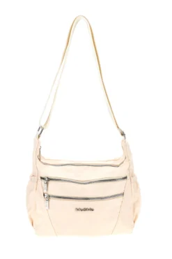Borsa beige con zip multiple e tracolla regolabile Me & me spa 2332
