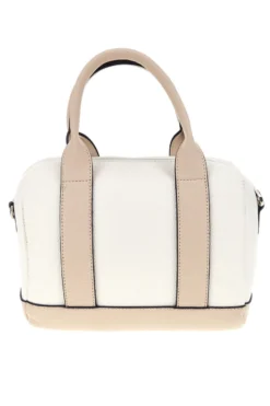 Borsa bianca inserti beige manici doppi Cotton belt 19,045,B028